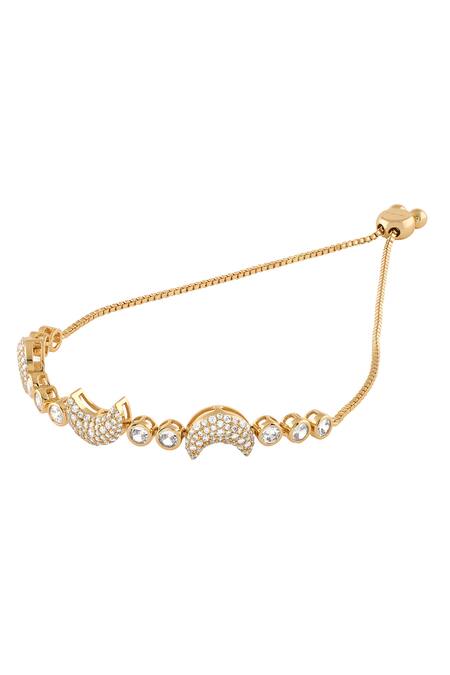 Buy Isharya Gold Plated Crystals Crescent Moon Bolo Bracelet Online at Aza Fashions Buy_Isharya_Gold Plated Crystals Crescent Moon Bolo Bracelet _Online_at_Aza_Fashions