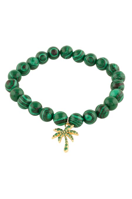 Isharya Green Crystals Malachite Palm Bracelet Online at Aza Fashions Isharya_Green Crystals Malachite Palm Bracelet _Online_at_Aza_Fashions