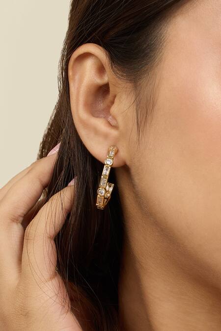 Shop Isharya Gold Plated Crystals Summer Hoops Online at Aza Fashions Shop_Isharya_Gold Plated Crystals Summer Hoops _Online_at_Aza_Fashions