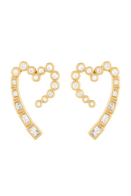 Isharya_Gold Plated Crystals Summer Sweetheart Earrings _Online_at_Aza_Fashions