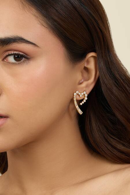 Shop_Isharya_Gold Plated Crystals Summer Sweetheart Earrings _Online_at_Aza_Fashions