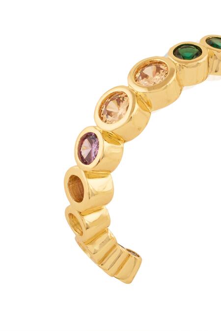 Isharya_Multi Color Crystals Hues Of Summer Hoop Earrings _Online_at_Aza_Fashions