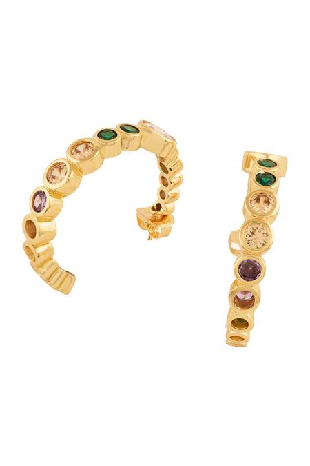 Buy_Isharya_Multi Color Crystals Hues Of Summer Hoop Earrings _Online_at_Aza_Fashions