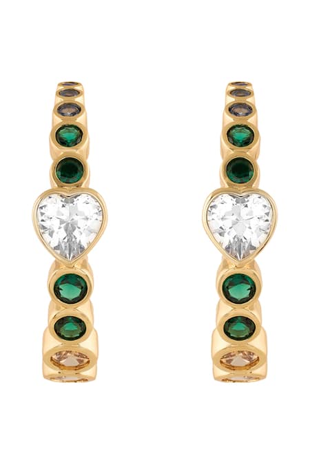 Shop_Isharya_Multi Color Crystals Hues Of Summer Hoop Earrings _at_Aza_Fashions