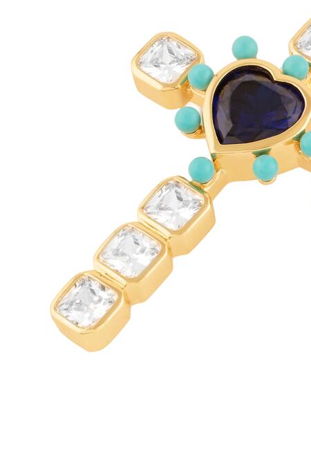 Buy Isharya Blue Crystals, Stones Cross My Heart Earrings Online at Aza Fashions Buy_Isharya_Blue Crystals, Stones Cross My Heart Earrings _Online_at_Aza_Fashions