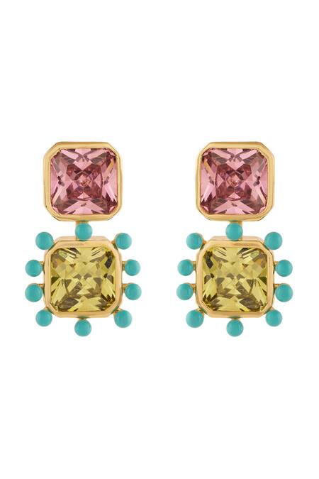 Isharya_Multi Color Crystals Neon Candy Earrings _Online_at_Aza_Fashions
