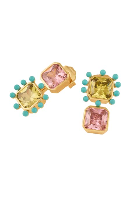 Shop_Isharya_Multi Color Crystals Neon Candy Earrings _at_Aza_Fashions