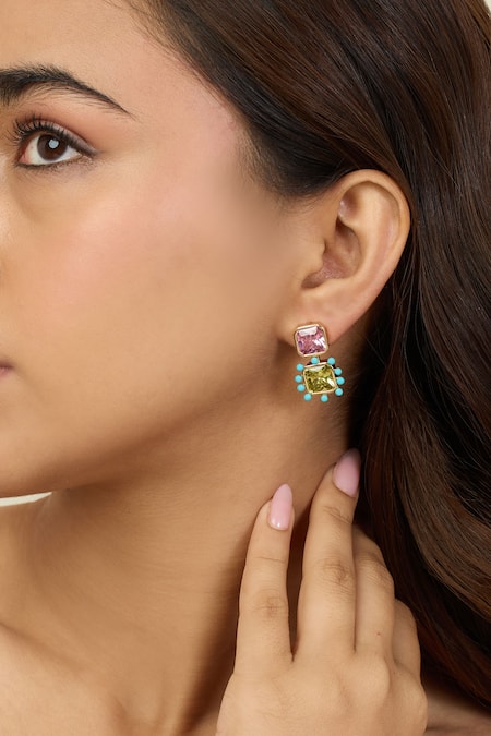 Shop_Isharya_Multi Color Crystals Neon Candy Earrings _Online_at_Aza_Fashions