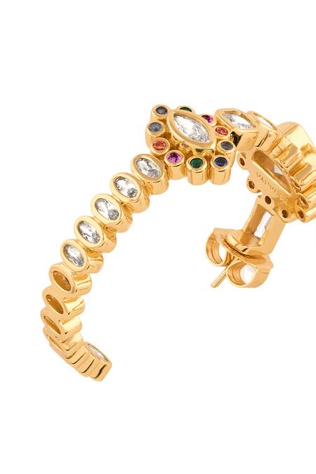 Isharya_Gold Plated Crystals Summer Party Hoops With Zirconia_Online_at_Aza_Fashions