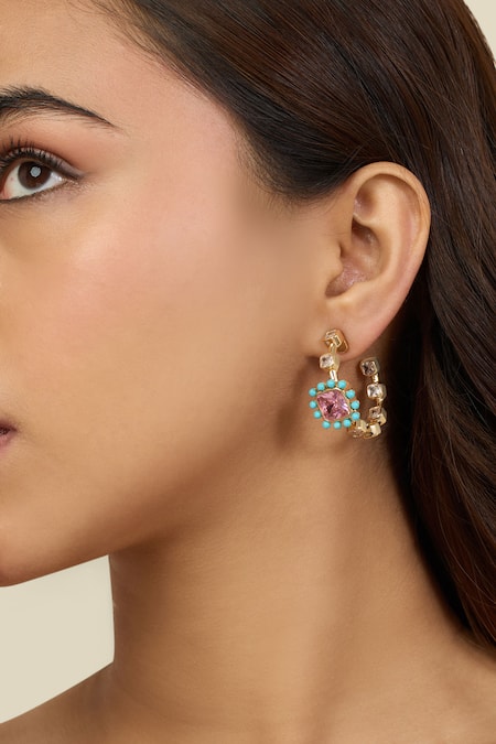Isharya_Multi Color Crystals Summer Candy Earrings _Online_at_Aza_Fashions