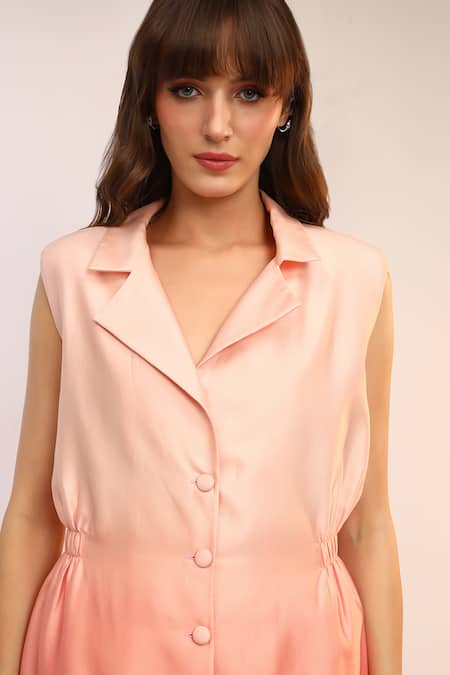 Sakshi Khetterpal_Peach Chanderi Silk Embroidery Fuzz Blazer And Pant Set _at_Aza_Fashions