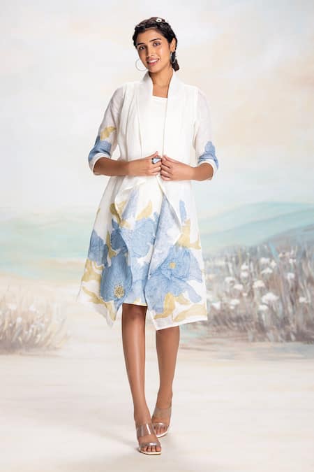 Kaveri Cascading Shawl Collar Jacket Dress 