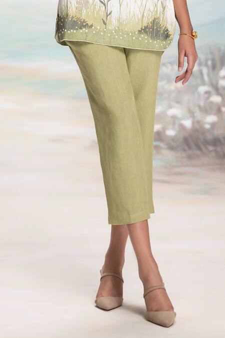 Buy Kaveri Blue Linen Embroidery Boat Neck Top And Pant Set Online at Aza Fashions Buy_Kaveri_Blue Linen Embroidery Boat Neck Top And Pant Set _Online_at_Aza_Fashions