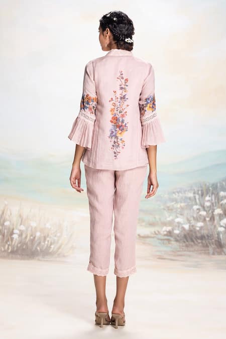 Kaveri Floral Print Linen Jacket & Pant Set