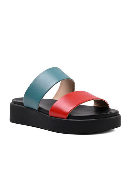 Shop_Vanilla Moon_Multi Color Asymmetrical Harlequin Sandals_Online_at_Aza_Fashions