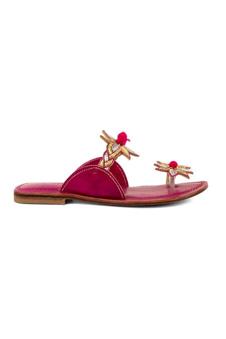 Vanilla Moon_Pink Fuchsia Floral Flats_Online_at_Aza_Fashions