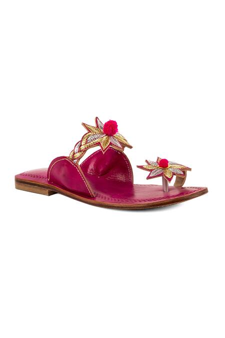 Shop_Vanilla Moon_Pink Fuchsia Floral Flats_Online_at_Aza_Fashions
