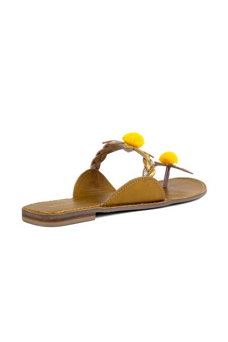 Buy_Vanilla Moon_Yellow Floral Flats_Online_at_Aza_Fashions