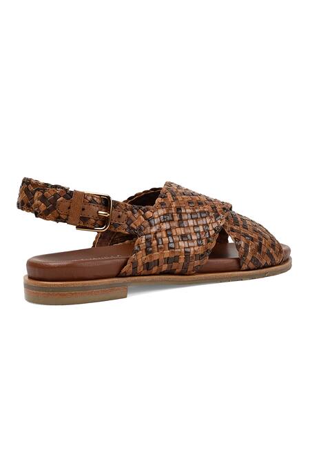 Vanilla Moon_Brown Handwoven Multi Coloured Footbed Sandals_Online_at_Aza_Fashions