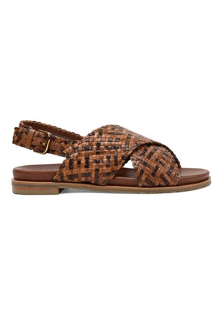 Buy_Vanilla Moon_Brown Handwoven Multi Coloured Footbed Sandals_Online_at_Aza_Fashions