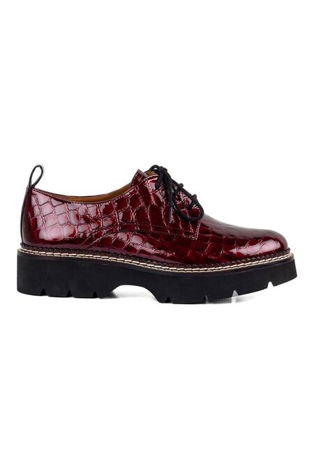 Vanilla Moon_Red Crocodile Print Lace Up Sneakers_Online_at_Aza_Fashions