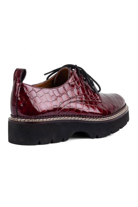 Buy_Vanilla Moon_Red Crocodile Print Lace Up Sneakers_Online_at_Aza_Fashions