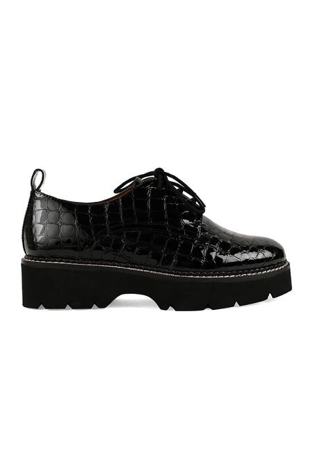Vanilla Moon_Black Patent Leather Lace Up Sneakers_Online_at_Aza_Fashions