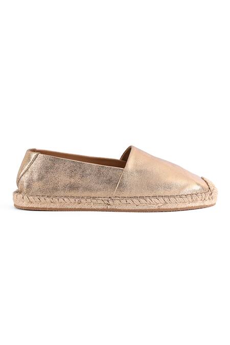 Shop Vanilla Moon Gold Espadrille Slip-on Mules Online at Aza Fashions Shop_Vanilla Moon_Gold Espadrille Slip-on Mules_Online_at_Aza_Fashions