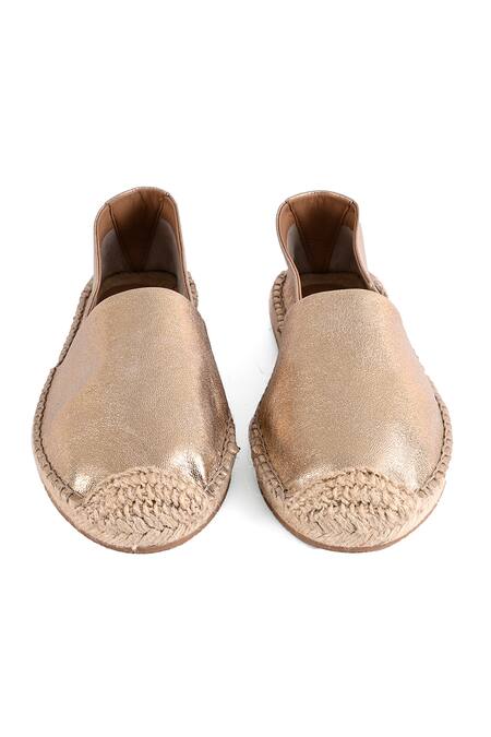 Shop Vanilla Moon Gold Espadrille Slip-on Mules at Aza Fashions Shop_Vanilla Moon_Gold Espadrille Slip-on Mules_at_Aza_Fashions