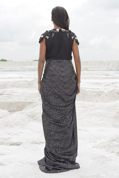 Shop_Ankur J_Black Beads Ethnowave Gown _at_Aza_Fashions
