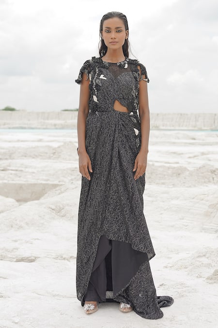 Shop_Ankur J_Black Beads Ethnowave Gown _Online_at_Aza_Fashions