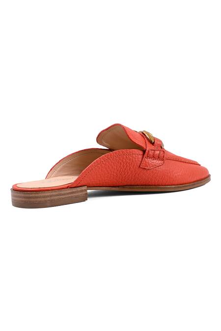 Buy Vanilla Moon Red Leather Mules With Gold Ornament Online at Aza Fashions Buy_Vanilla Moon_ Red Leather Mules With Gold Ornament_Online_at_Aza_Fashions