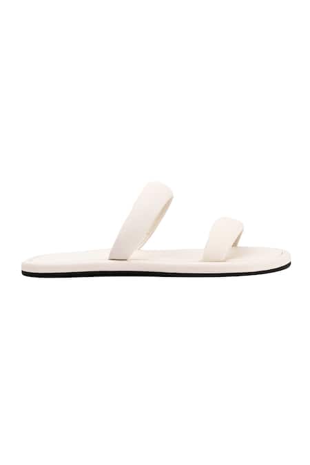 Jvam_White Structured Slide Flats_Online_at_Aza_Fashions