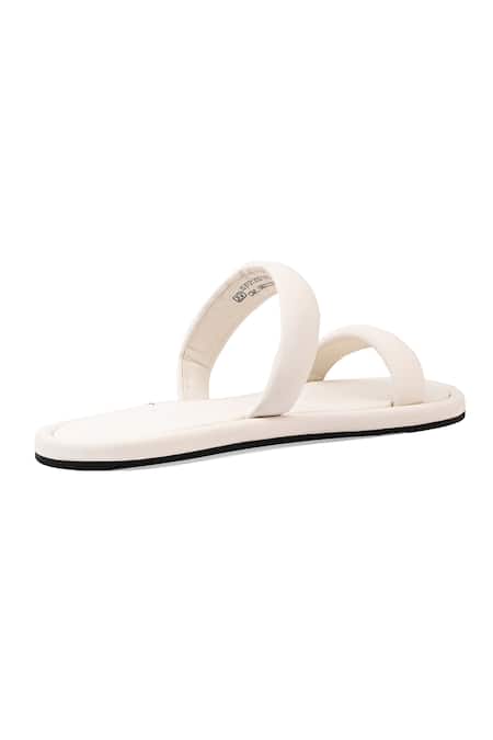 Buy_Jvam_White Structured Slide Flats_Online_at_Aza_Fashions