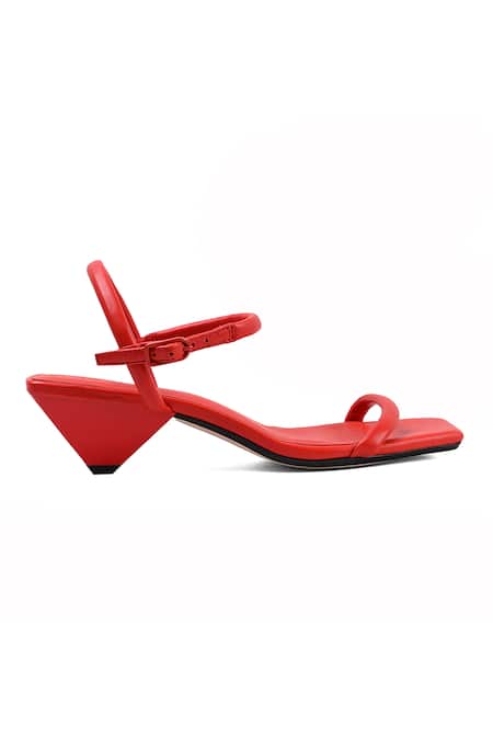 Jvam_Red Cone Heeled Sandal With Strap_Online_at_Aza_Fashions