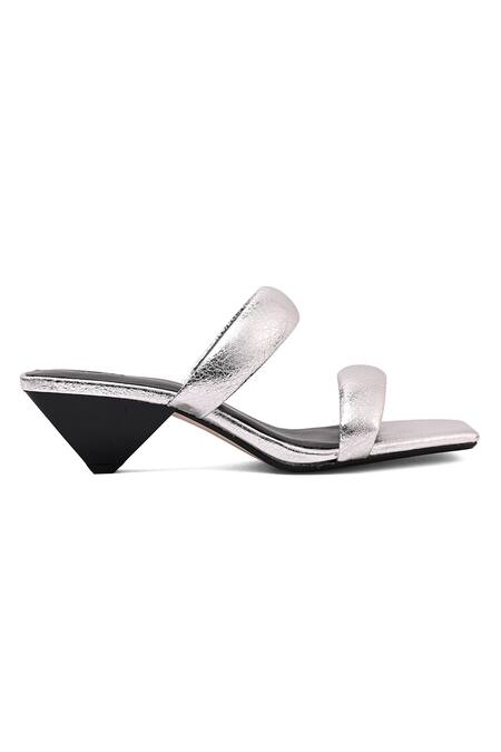 Buy_Jvam_Silver Cone Heel Slip On_Online_at_Aza_Fashions