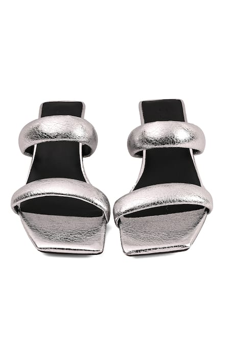 Shop_Jvam_Silver Cone Heel Slip On_at_Aza_Fashions