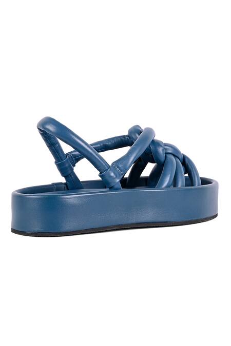Buy_Jvam_Blue Hand-knotted Tubular Sandals_Online_at_Aza_Fashions