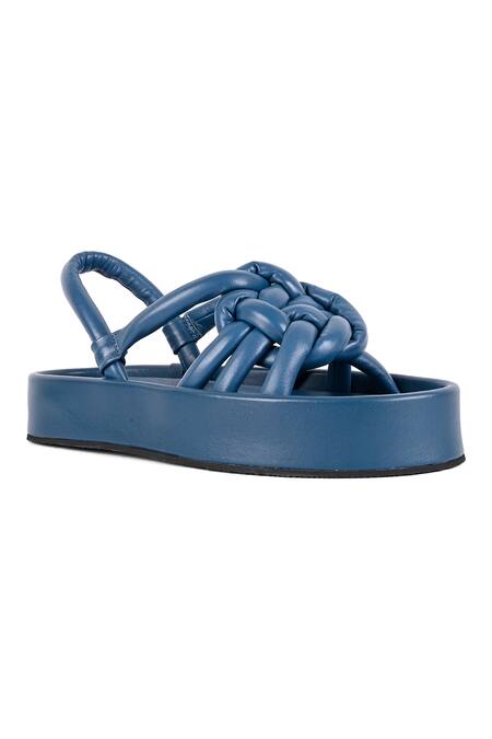 Shop_Jvam_Blue Hand-knotted Tubular Sandals_Online_at_Aza_Fashions