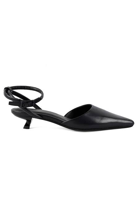 Jvam_Black Pointed Toe Kitten Heel Sandals_Online_at_Aza_Fashions