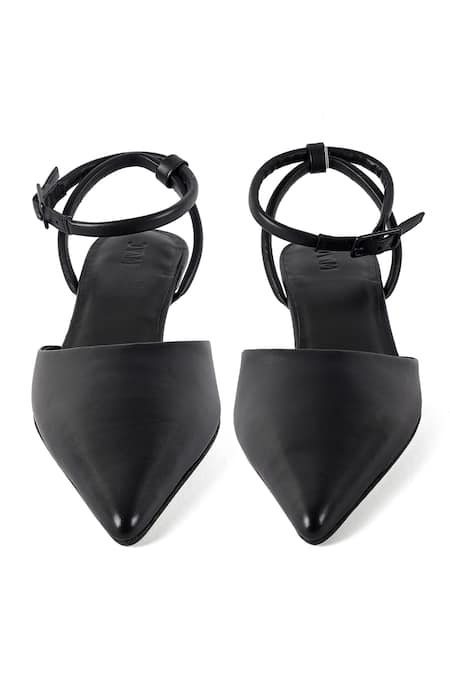 Shop_Jvam_Black Pointed Toe Kitten Heel Sandals_at_Aza_Fashions