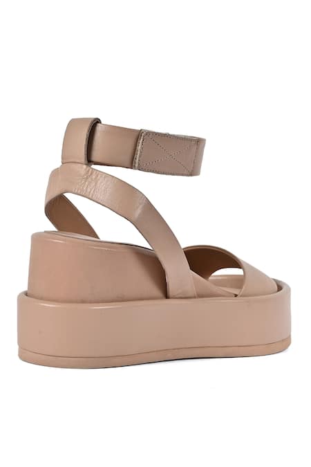Shop_Jvam_Beige Minimalist Wedge Sandals_Online_at_Aza_Fashions