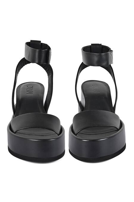 Shop_Jvam_Black Minimalist Wedge Sandals_at_Aza_Fashions