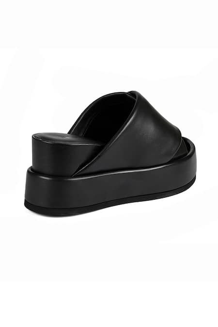 Buy_Jvam_Black Padded Cross-strap Wedge Sandals _Online_at_Aza_Fashions