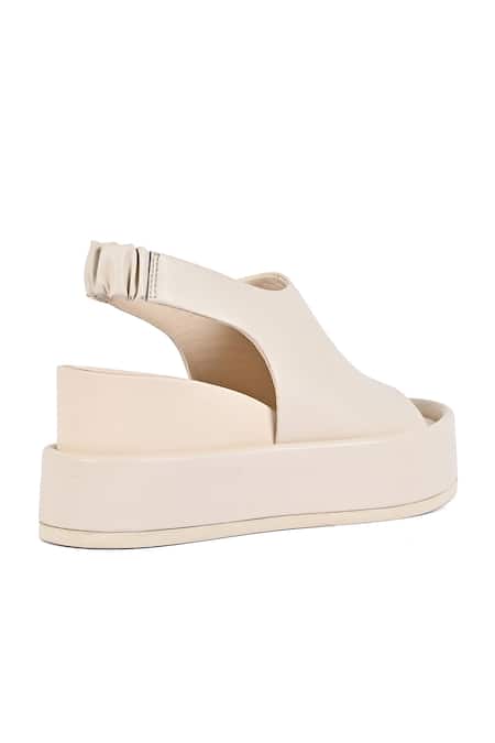 Shop_Jvam_Ivory Minimalist Leather Inset Footbed Wedges_Online_at_Aza_Fashions