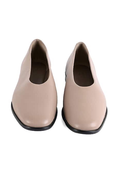 Shop_Jvam_Beige Taupe Minimalist Ballet Flats_at_Aza_Fashions
