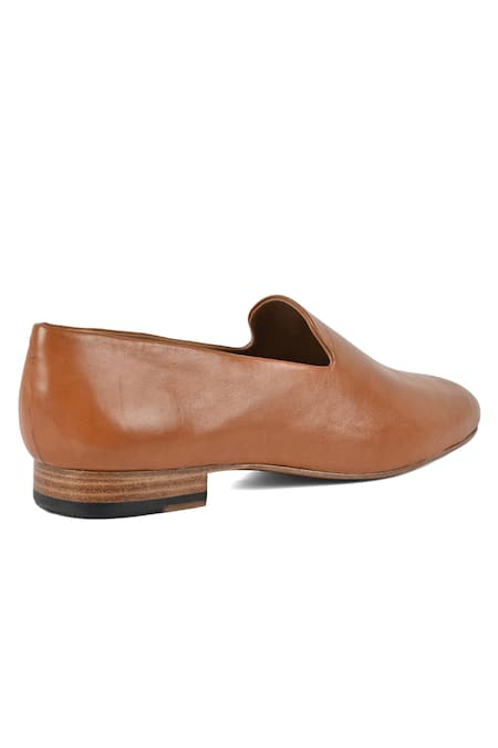 Jvam_Tan Leather Slip-on Shoes_Online_at_Aza_Fashions