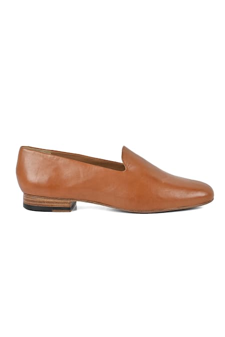 Shop_Jvam_Tan Leather Slip-on Shoes_Online_at_Aza_Fashions