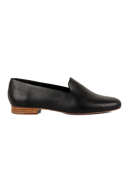 Jvam_Black Leather Slip-on Shoes_Online_at_Aza_Fashions