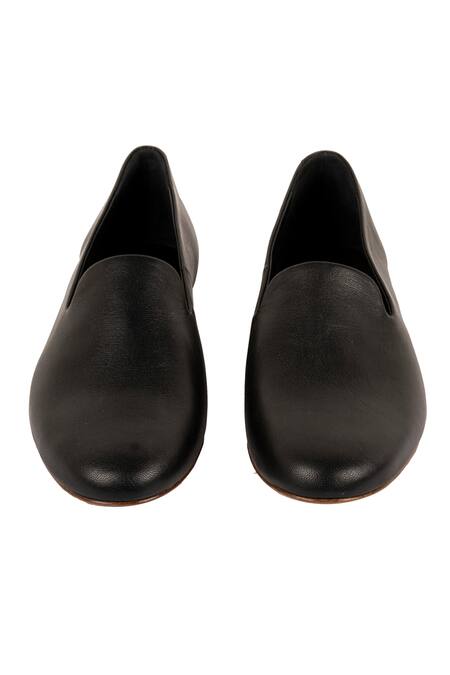 Shop_Jvam_Black Leather Slip-on Shoes_at_Aza_Fashions